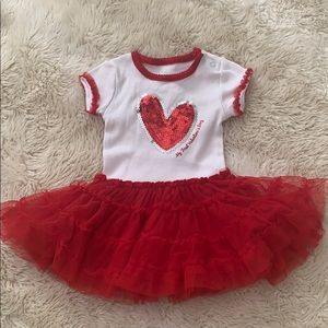 KOALA KIDS Toddler Girl “My first Valentine’s Day” Ruffled Red & White Tutu 18M